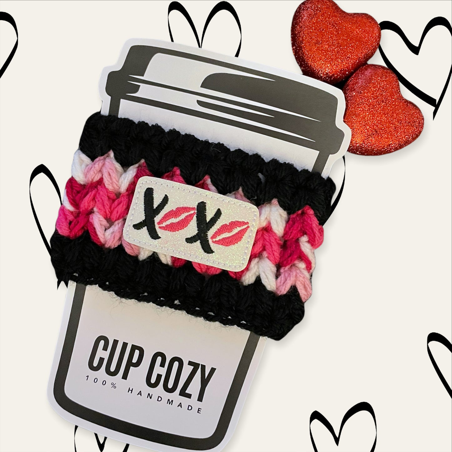 XOXO Pink & White Cup Cozy