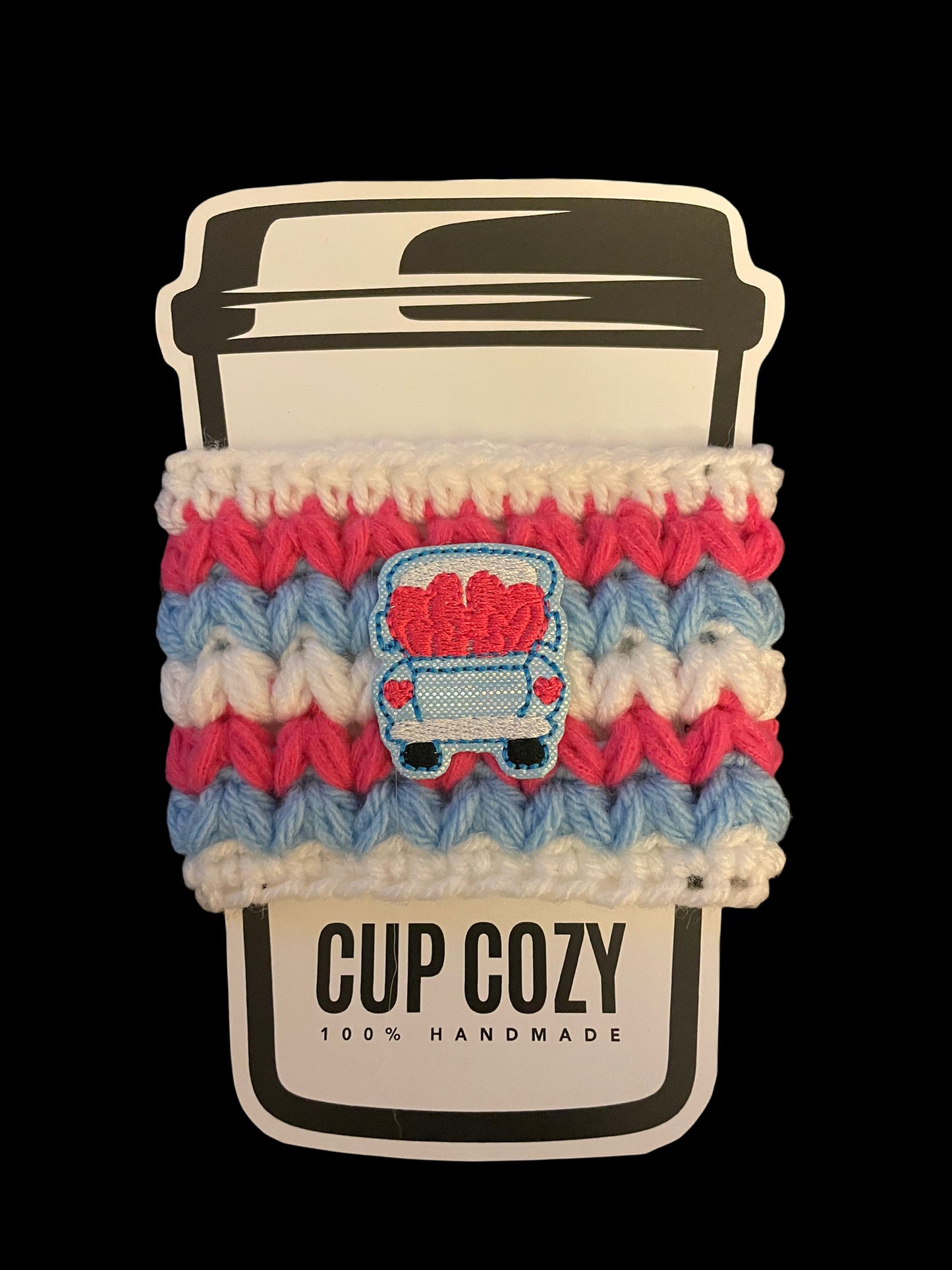 Blue Pickup Truck of Love Cup Cozy