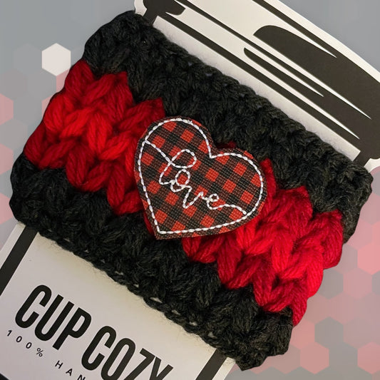 Buffalo Plaid Heart Cup Cozy