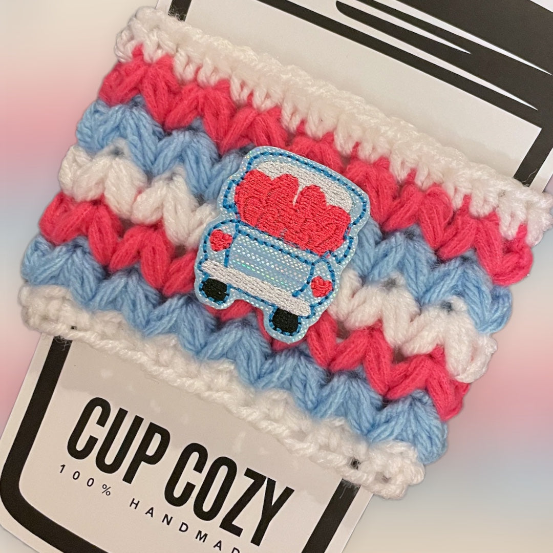 Blue Pickup Truck of Love Cup Cozy