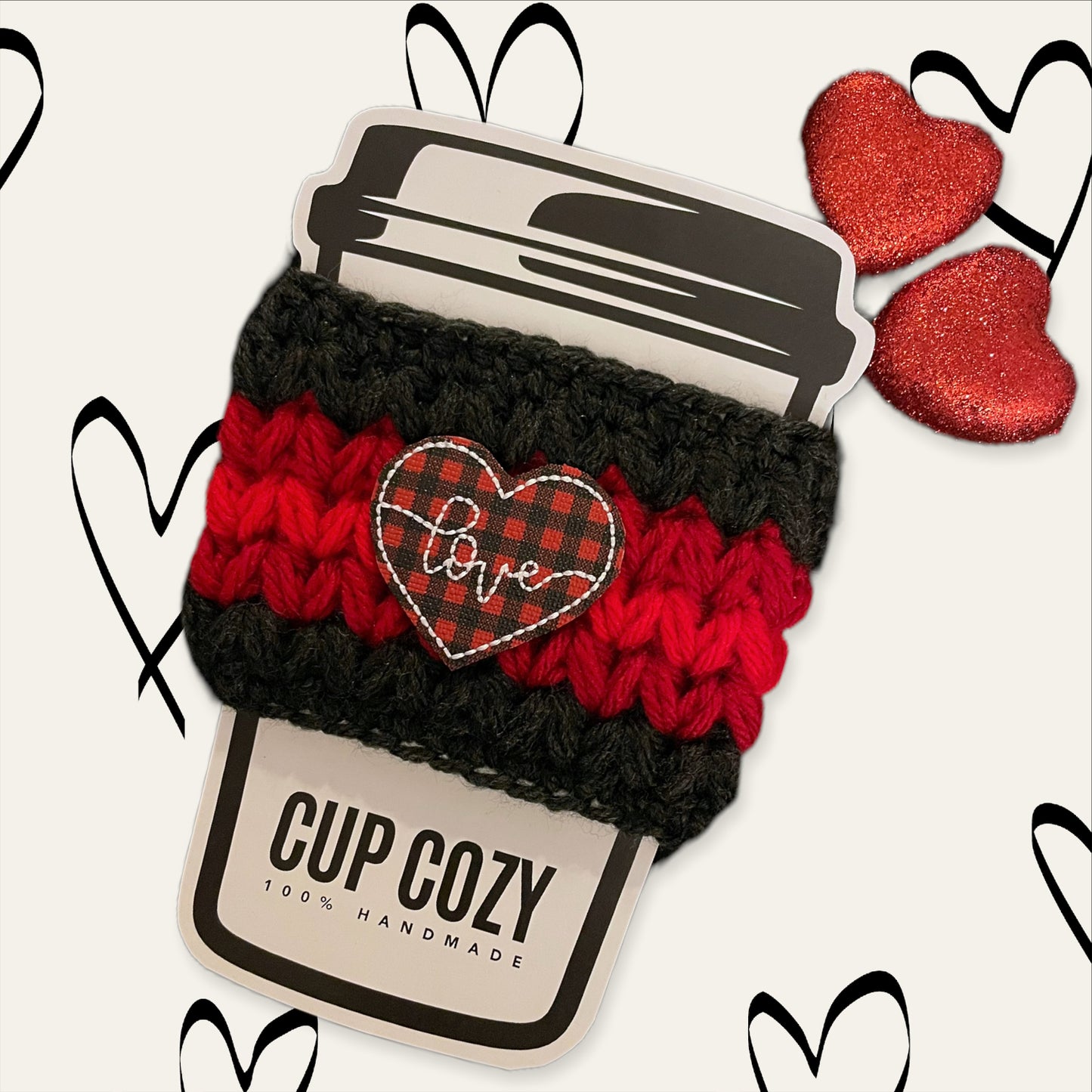 Buffalo Plaid Heart Cup Cozy