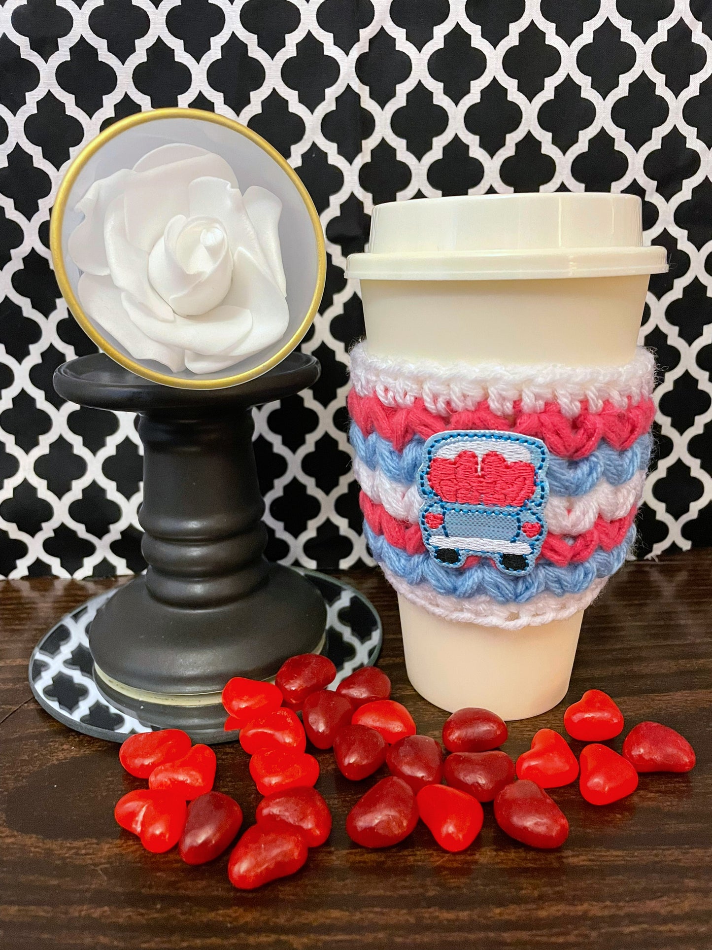 Blue Pickup Truck of Love Cup Cozy